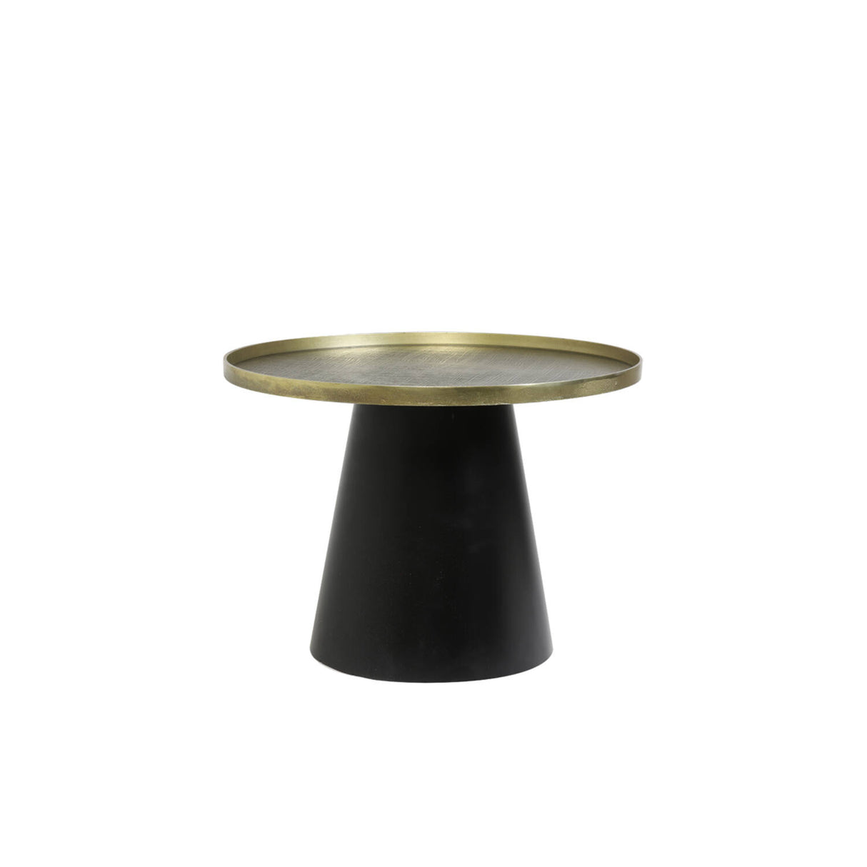 Couchtisch rund Gold-schwarz, runder Couchtisch Metall, Couchtisch Bronze Metall Gestell schwarz, Durchmesser 60 cm