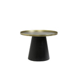 Couchtisch rund Gold-schwarz, runder Couchtisch Metall, Couchtisch Bronze Metall Gestell schwarz, Durchmesser 60 cm