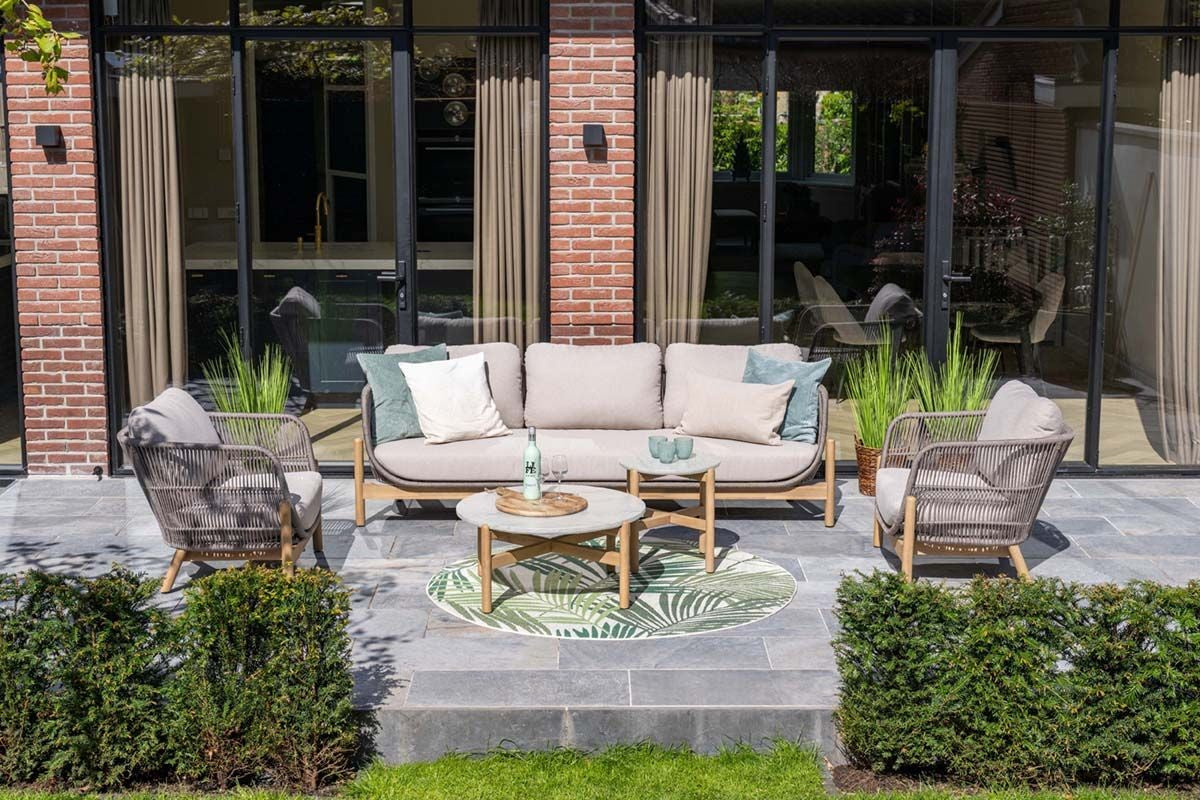Gartenlounge taupe-grau, Gartenmöbel Set 5 teilig, Gartensofa mit Gartensessel