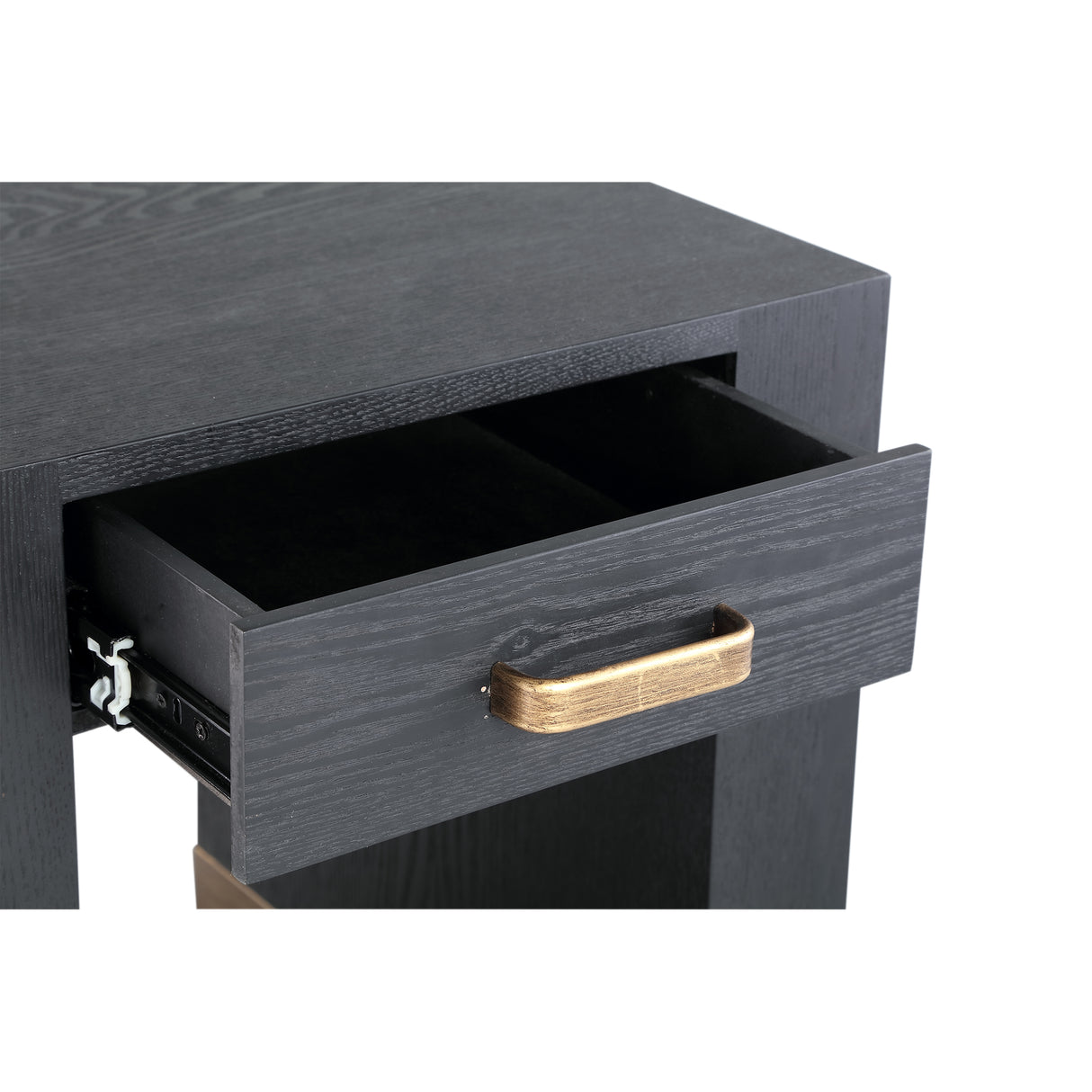 Nachttisch schwarz-Bronze, Beistelltisch mit Schublade, Höhe 50 cm