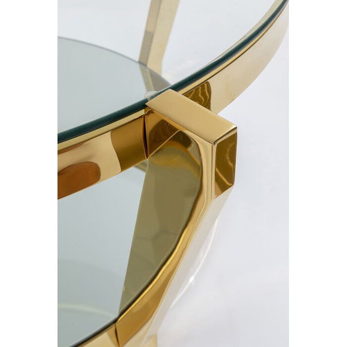 Couchtisch rund Gold, Glastisch rund Gold, Durchmesser 90 cm