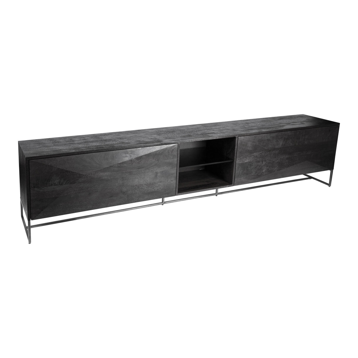 TV Schrank schwarz Holz, Fernsehschrank schwarz Massivholz, Breite 245 cm