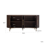 Sideboard braun, Anrichte braun Holz-Metall, Sideboard Bronze-braun, Breite 180 cm