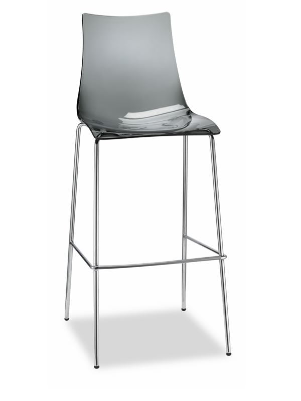 Design Barstuhl grau transparente Sitzschale, Barhocker grau-transparente Sitzschale, Sitzhöhe 80 cm