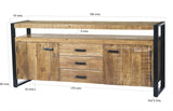 Sideboard braun Metall Holz, Sideboard Industriedesign,  Anrichte Massivholz, Breite 180 cm