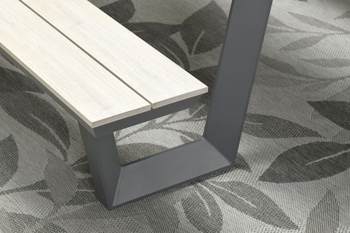 Gartentisch grau, Gruppensitzbank grau, Sitzgruppe Aluminium anthrazit, Picknick Gartentisch mit Bank anthrazit