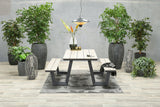Gartentisch grau, Gruppensitzbank grau, Sitzgruppe Aluminium anthrazit, Picknick Gartentisch mit Bank anthrazit