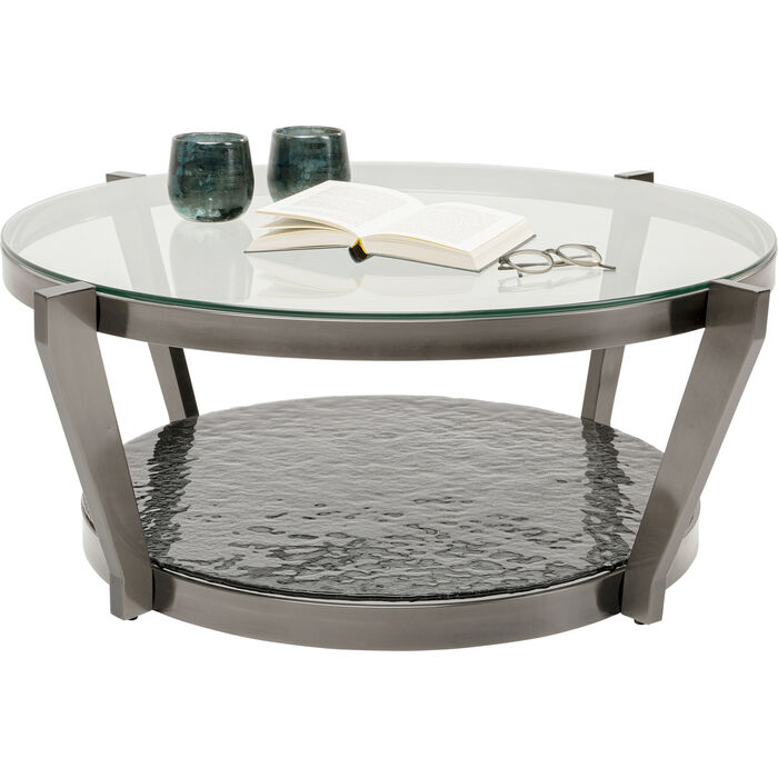 Couchtisch rund Graphit-grau, Glastisch rund, Durchmesser 90 cm