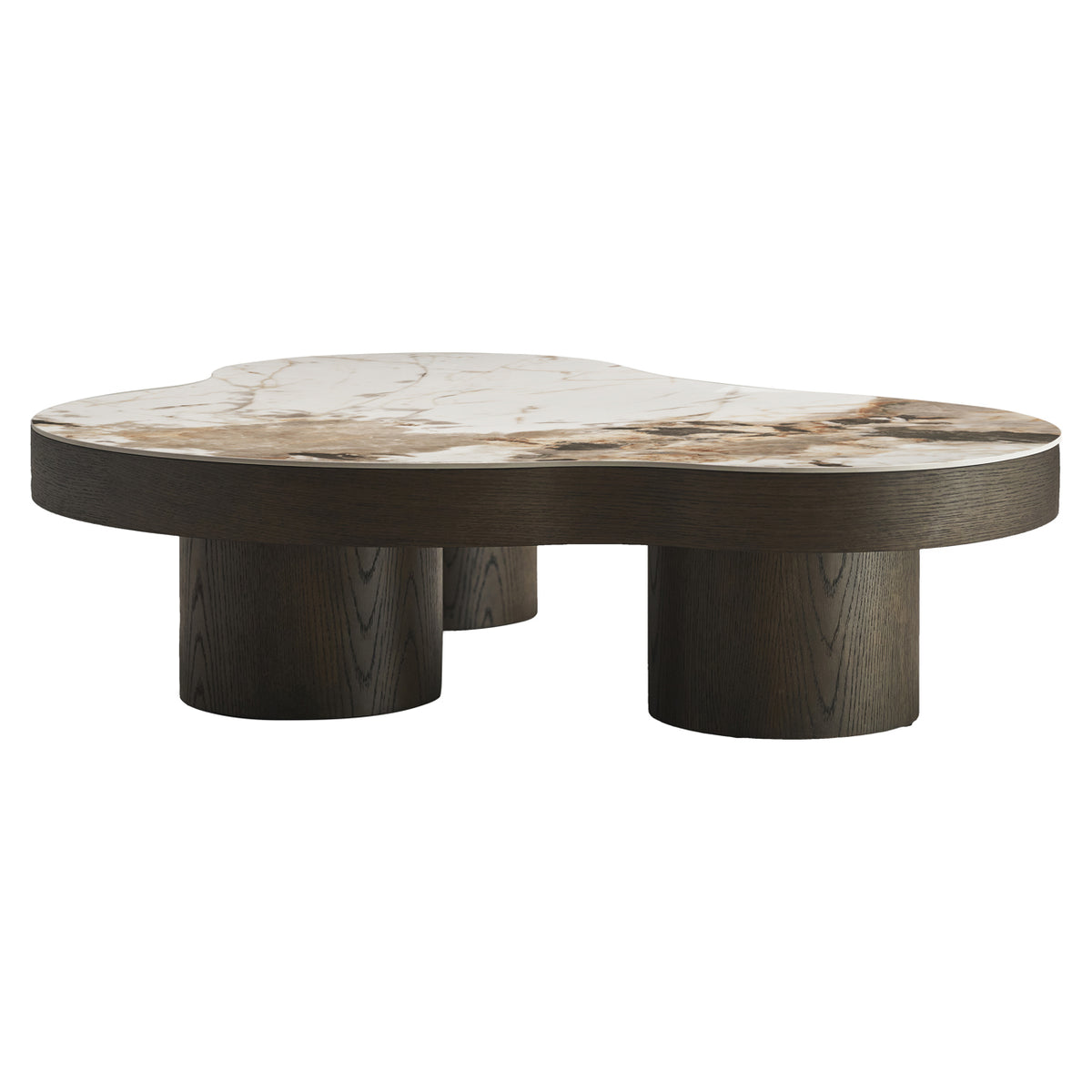Couchtisch halbrund Keramik-braun, Couchtisch Keramik braun, Länge 140 cm