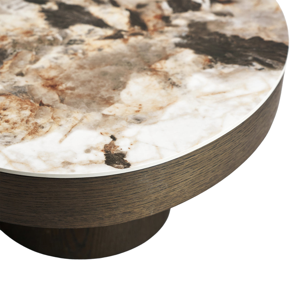Couchtisch halbrund Keramik-braun, Couchtisch Keramik braun, Länge 140 cm