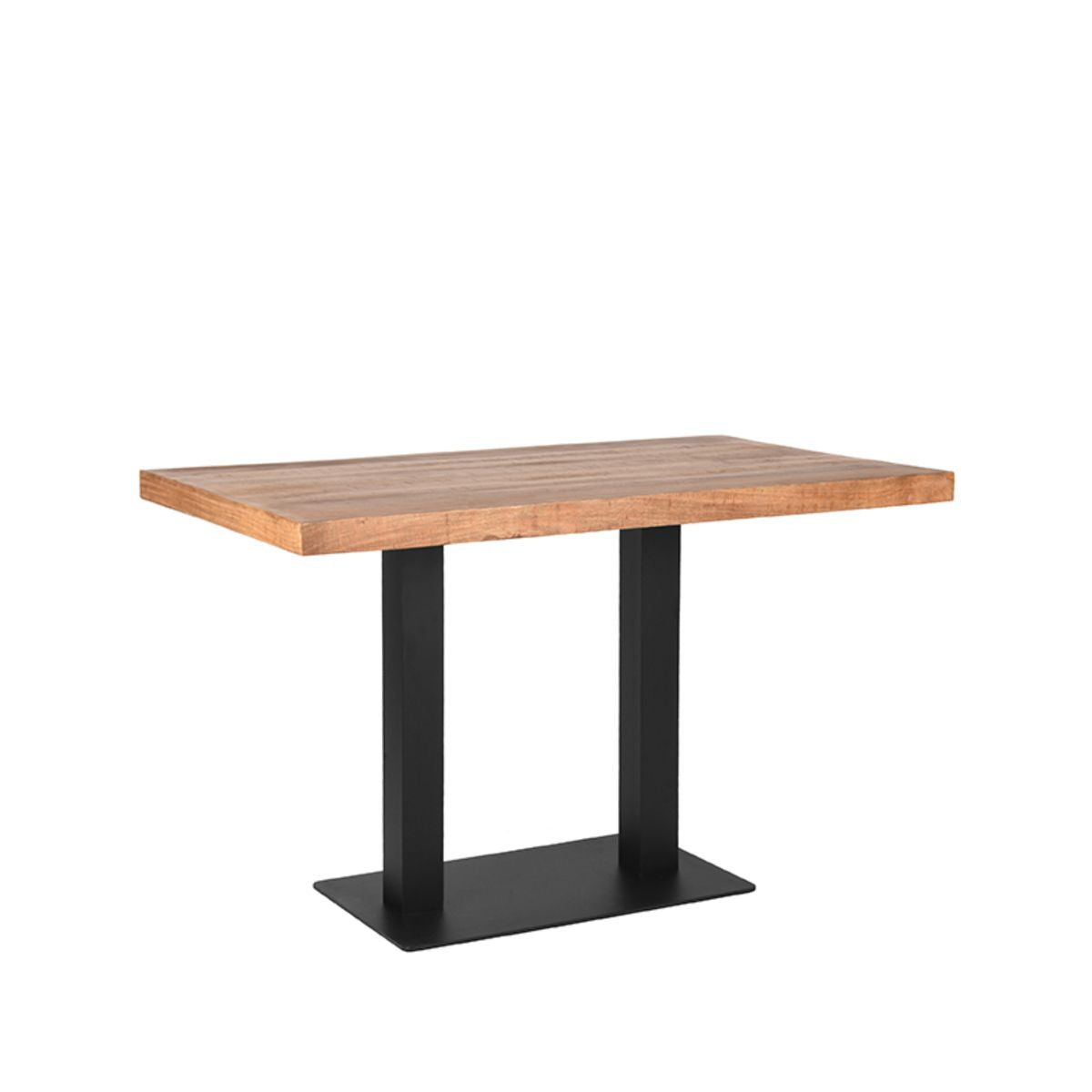 Bistrotisch braun-schwarz Holz, Esstisch Naturholz-Tischplatte Gestell schwarz, Breite 120 cm