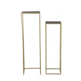 Säule Gold Metall Glas 2er Set, Dekosäule Metall, Höhe 120 cm