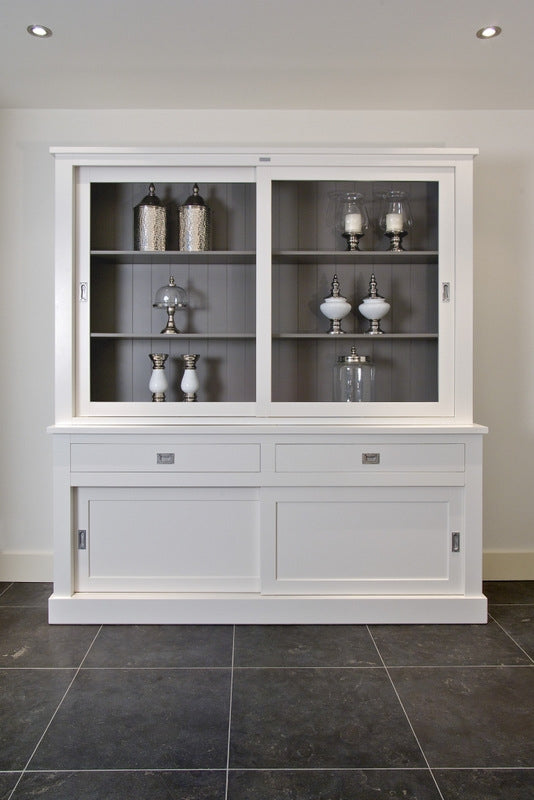 Vitrine weiß-anthrazit, Geschirrschrank weiß Landhausstil, Breite 160 cm