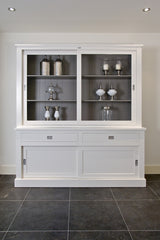 Vitrine weiß-anthrazit, Geschirrschrank weiß Landhausstil, Breite 160 cm