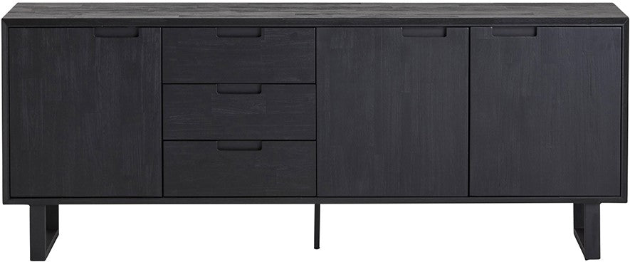 Sideboard schwarz, Anrichte schwarz Massivholz, Breite 200 cm