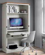 Homeoffice-Schrank weiß Landhaus, Computerschrank weiß Landhaus, Breite 100 cm