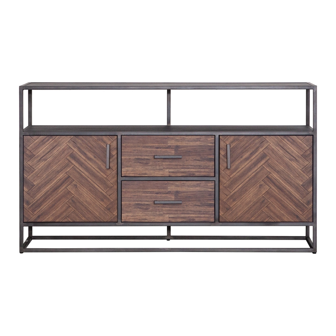 Sideboard braun Metall, Anrichte braun Holz, Breite 160 cm