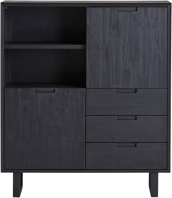 Schrank schwarz, Schrank-Regal schwarz, Breite 120 cm