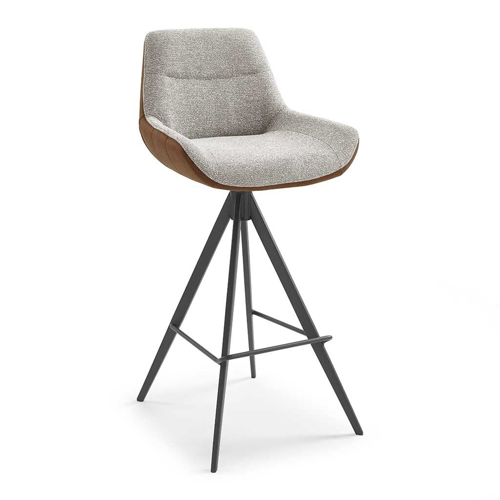 Barstuhl drehbar braun , Barstuhl braun-grau, Sitzhöhe 75 cm