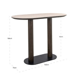 Bartisch Keramik beige-braun, Bartisch braun, Bartisch Metall Gestell, Breite 140 cm