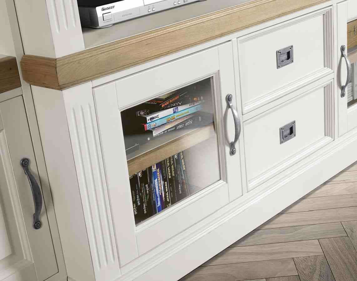 TV Schrank weiß Landhaus, Fernsehschrank weiß Landhaus,  Breite 302 cm