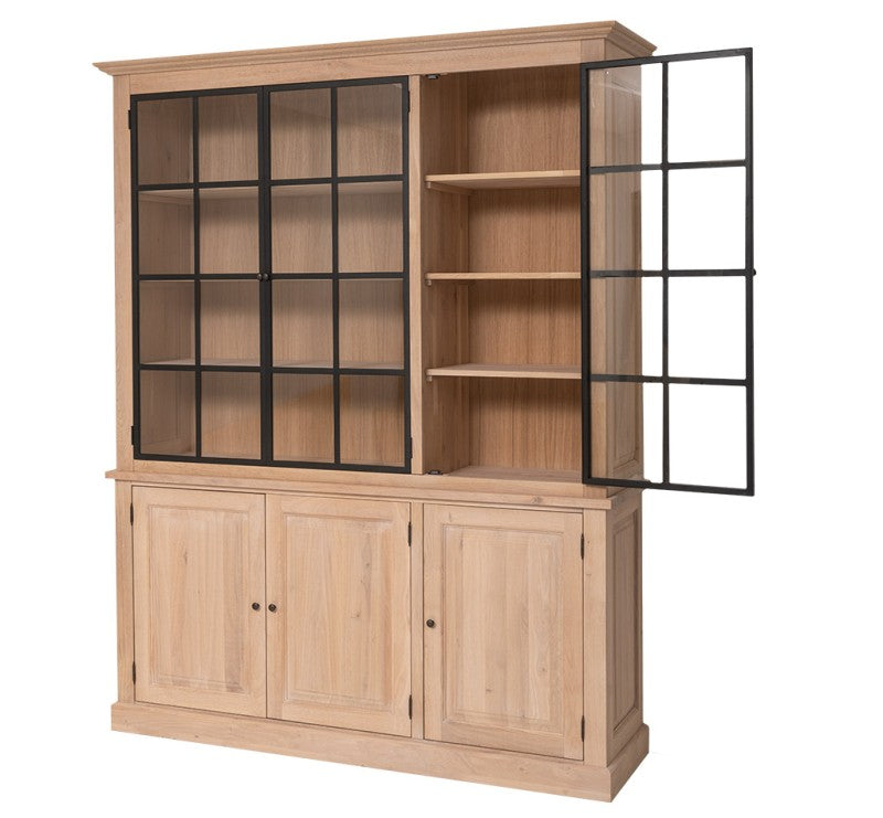 Geschirrschrank Eiche im Landhausstil, Vitrinen Eiche, Breite 186 cm