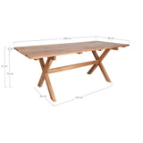 Gartentisch Teak-Holz, Gartenesstisch Naturholz-braun, Länge 200 cm