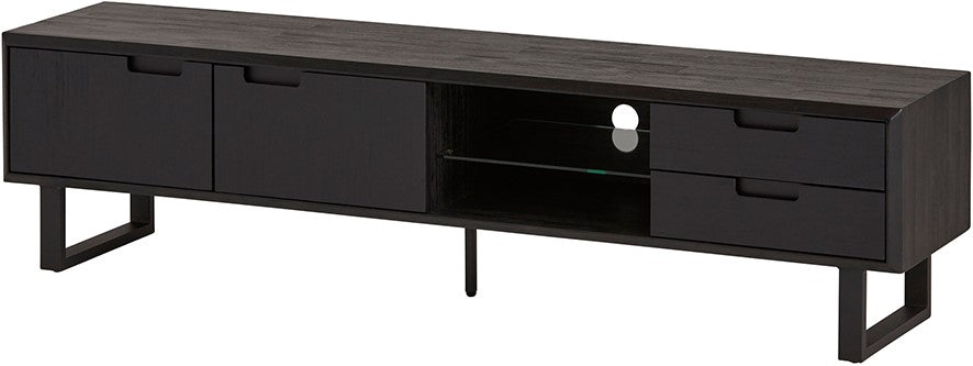 TV Schrank schwarz, Fernsehschrank schwarz, Breite 200 cm