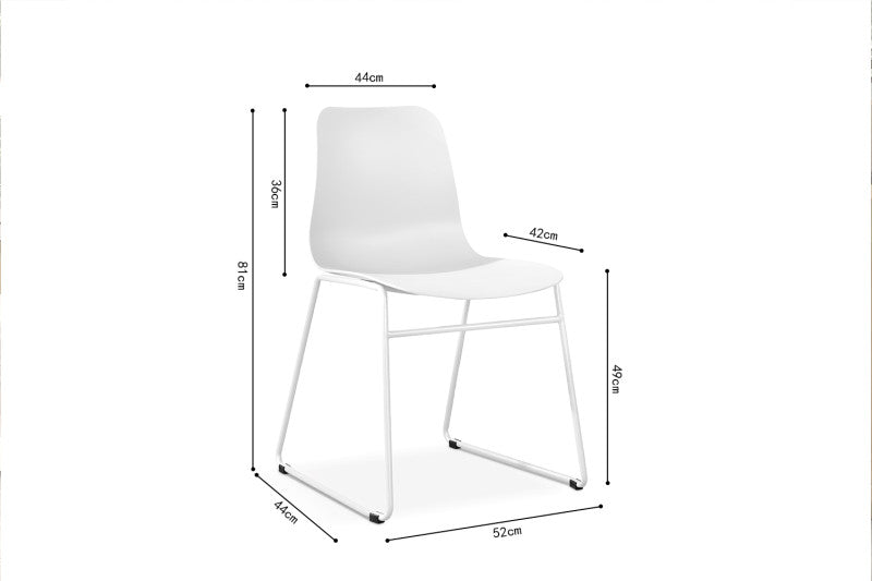Stuhl weiß Kunststoff-Metall, Objekt-Stuhl weiß Kufengestell