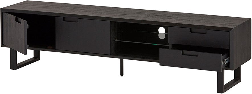 TV Schrank schwarz, Fernsehschrank schwarz, Breite 200 cm