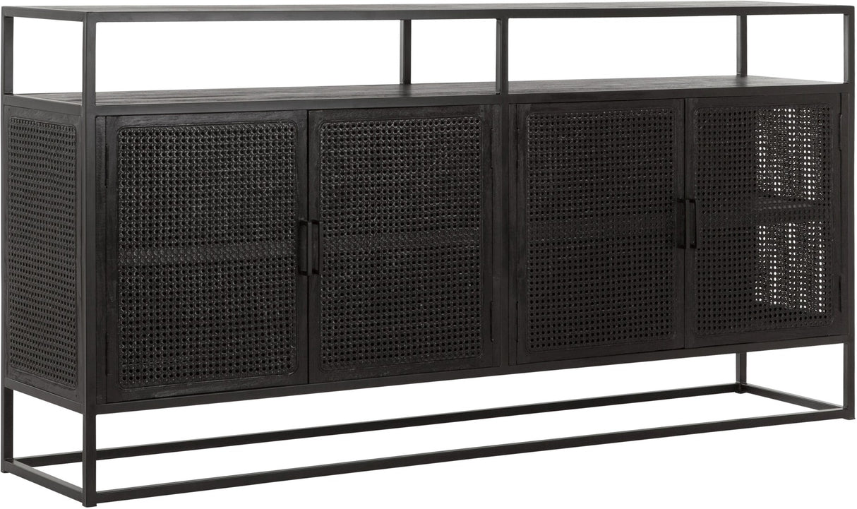 Sideboard schwarz, Sideboard Rattan Massivholz, Breite 180 cm