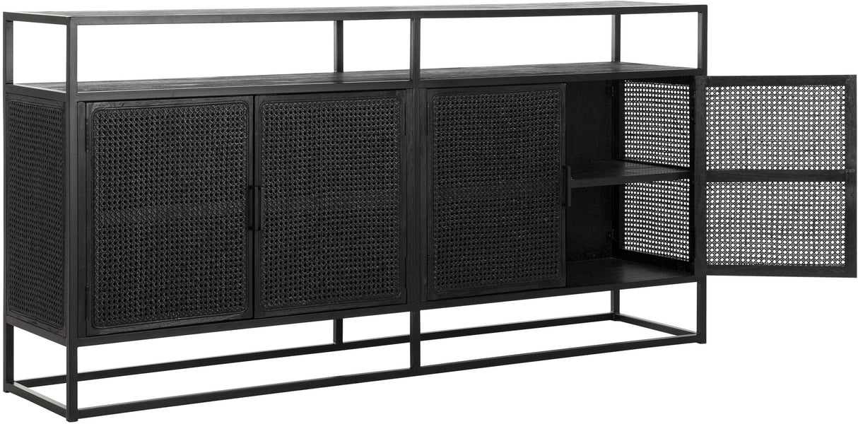 Sideboard schwarz, Sideboard Rattan Massivholz, Breite 180 cm