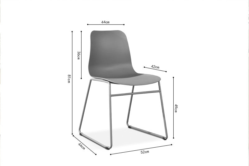 Stuhl grau Kunststoff-Metall, Objekt-Stuhl grau Kufengestell