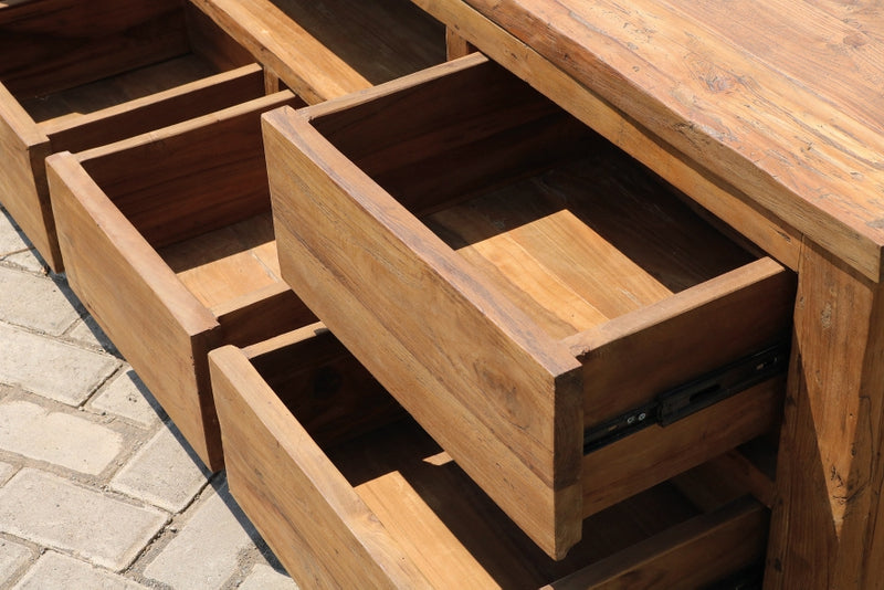 TV Schrank Teakholz, Lowboard Teakholz Landhaus, Breite 240 cm