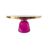 Couchtisch rund Gold-lila-schwarz, Glas-Couchtisch pink, Durchmesser 75 cm