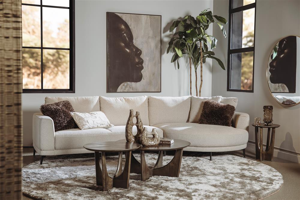 Sofa halbrund, 2,5 Sitzer Sofa Farbe Sand, Breite 323 cm