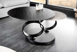 Couchtisch schwarz-grau, Couchtisch ausziehbar rund, Durchmesser 80-134 cm
