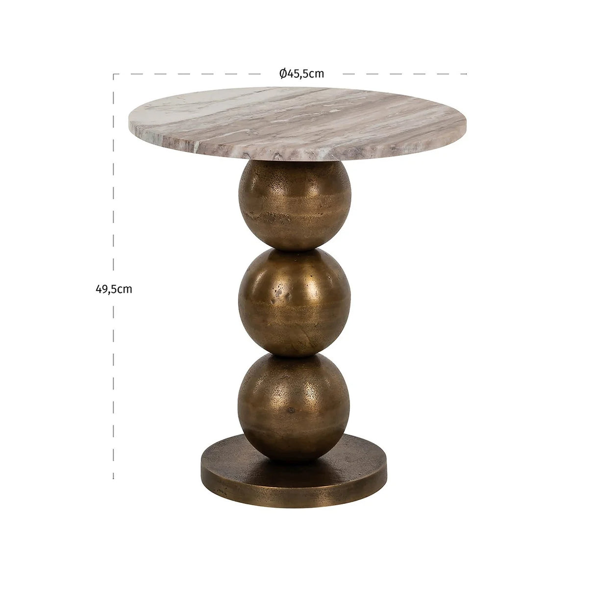 Beistelltisch Bronze-beige, runder Beistelltisch Marmor, Durchmesser 45 cm