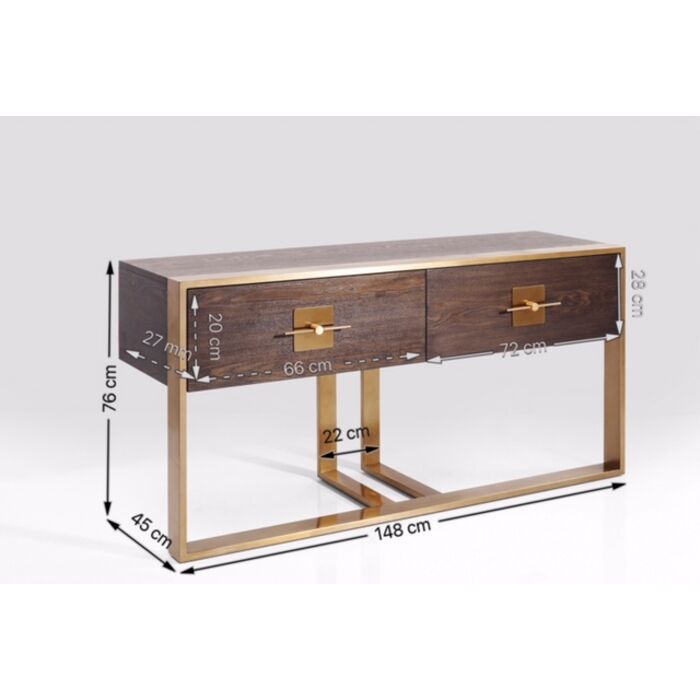 Konsole Gold-braun, Wandtisch braun, Breite 148 cm