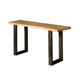 Konsole Naturbaumkante Massivholz, Wandtisch Metallgestell schwarz, Konsole Massivholz Natur-braun, Breite 150 cm