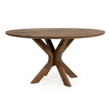Esstisch braun rund, Tisch rund braun Massivholz, runder Tisch Tischplatte Massivholz, Durchmesser 150 cm