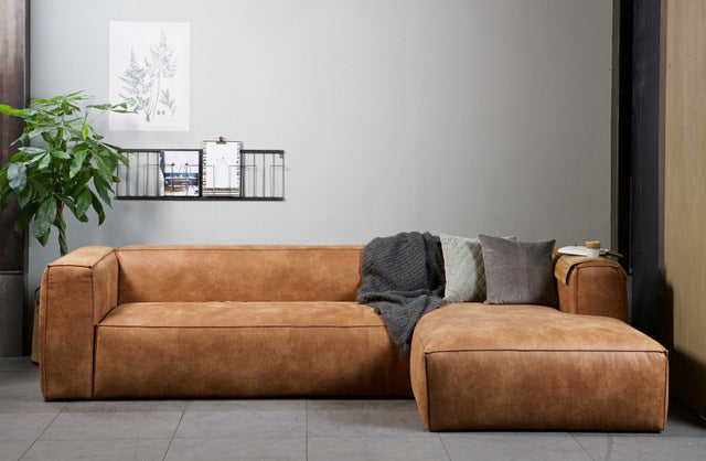 Ecksofa cognac, Sofa cognac Ottomane links, Eckcouch cognac