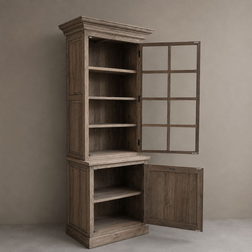 Vitrine Altholz , Geschirrschrank rustikal Altholz, Breite 75 cm
