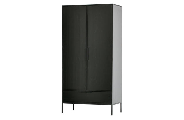 Kleiderschrank schwarz, Schrank schwarz, Breite 100 cm