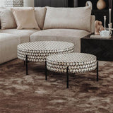 Couchtisch rund Kachelmuster, Kaffeetisch rund, Durchmesser 80 cm