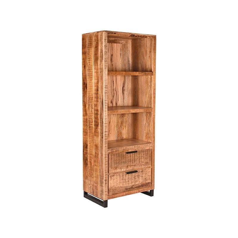 Bücherregal Naturholz braun, Regal braun Naturholz, Regal Holz mit Schubladen, Breite 70 cm