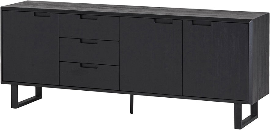 Sideboard schwarz, Anrichte schwarz Massivholz, Breite 200 cm