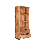 Bücherregal Naturholz braun, Regal braun Naturholz, Regal Holz mit Schubladen, Breite 70 cm