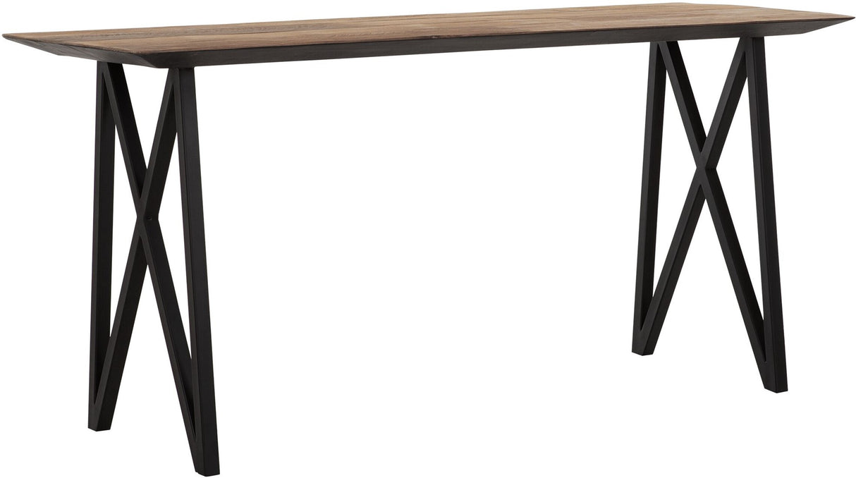 Schreibtisch Teak braun, Konsole braun Teakholz, Konsole schwarz-braun, Breite 160 cm