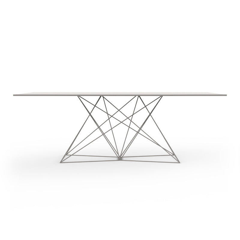 Design Tisch weiß Metall, Esstisch modern weiß, Länge 200 cm